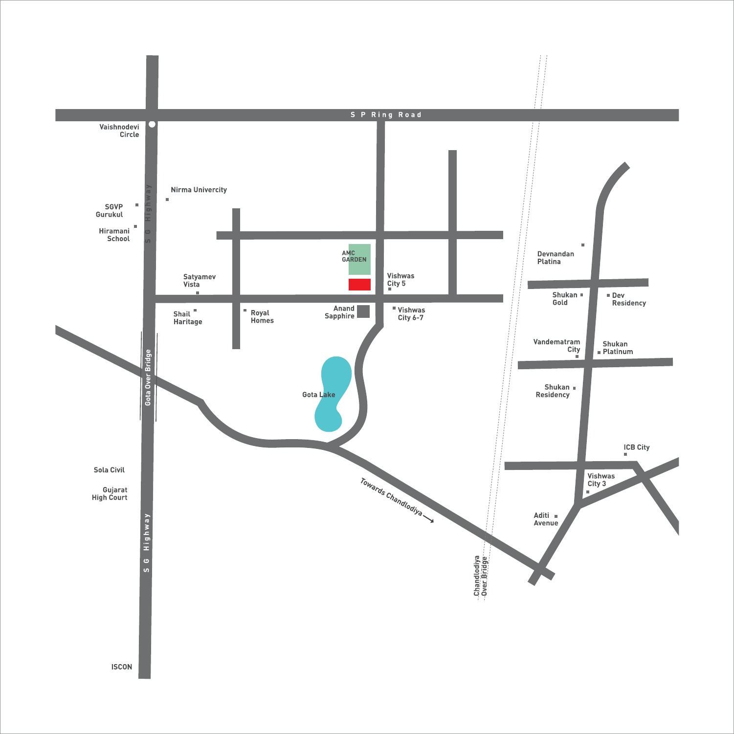 Location map — Gota West, Ahmedabad