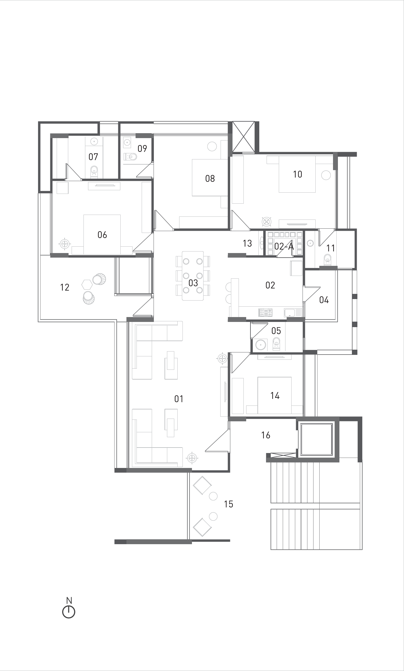 Typical 4 BHK unit plan